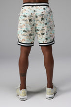 Back View of TLF Miami GTS Evolve Mesh 8 Inch Shorts, featuring an 8-inch inseam, custom miami print design and zipper pockets