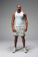 Front View of TLF Miami GTS Evolve Mesh 8 Inch Shorts, featuring an 8-inch inseam, custom miami print design and zipper pockets