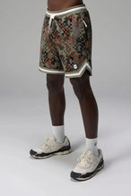 Front View of Digital Camo GTS Evolve Mesh 8 Inch Shorts, featuring an 8-inch inseam, custom digital camo design and zipper pockets