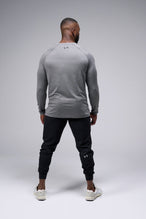 Back View Of the GTS Fitted Henley Long Sleeve in Charcoal Heather