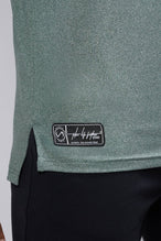 Front View Of the GTS Fitted Henley Long Sleeve in Dark Harvest Green Heather 