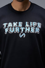 Detail Front View of Black TLF GTS Oversized Heavy Weight Long Sleeve, durable and versatile for gym or street wear 