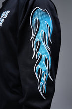 Detail Side View of Black TLF GTS Oversized Heavy Weight Long Sleeve, durable and versatile for gym or street wear 