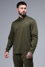 Front View of Marshland TLF GTS Quad Tech Quarter-Zip Pullover redefining modern activewear, this men’s 1/4 zip pullover blends technology with sleek style 