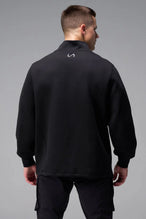 Front View of Black  TLF GTS Scuba Tech Quarter-Zip Pullover, featuring a ¼ zip pullover, sleek design and kangaroo pockets 