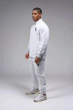 Front View of Gray  TLF GTS Scuba Tech Quarter-Zip Pullover, featuring a ¼ zip pullover, sleek design and kangaroo pockets 