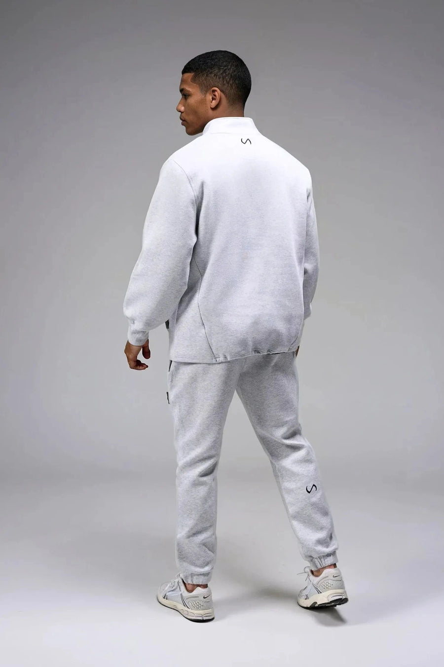 Front View of Gray  TLF GTS Scuba Tech Quarter-Zip Pullover, featuring a ¼ zip pullover, sleek design and kangaroo pockets 