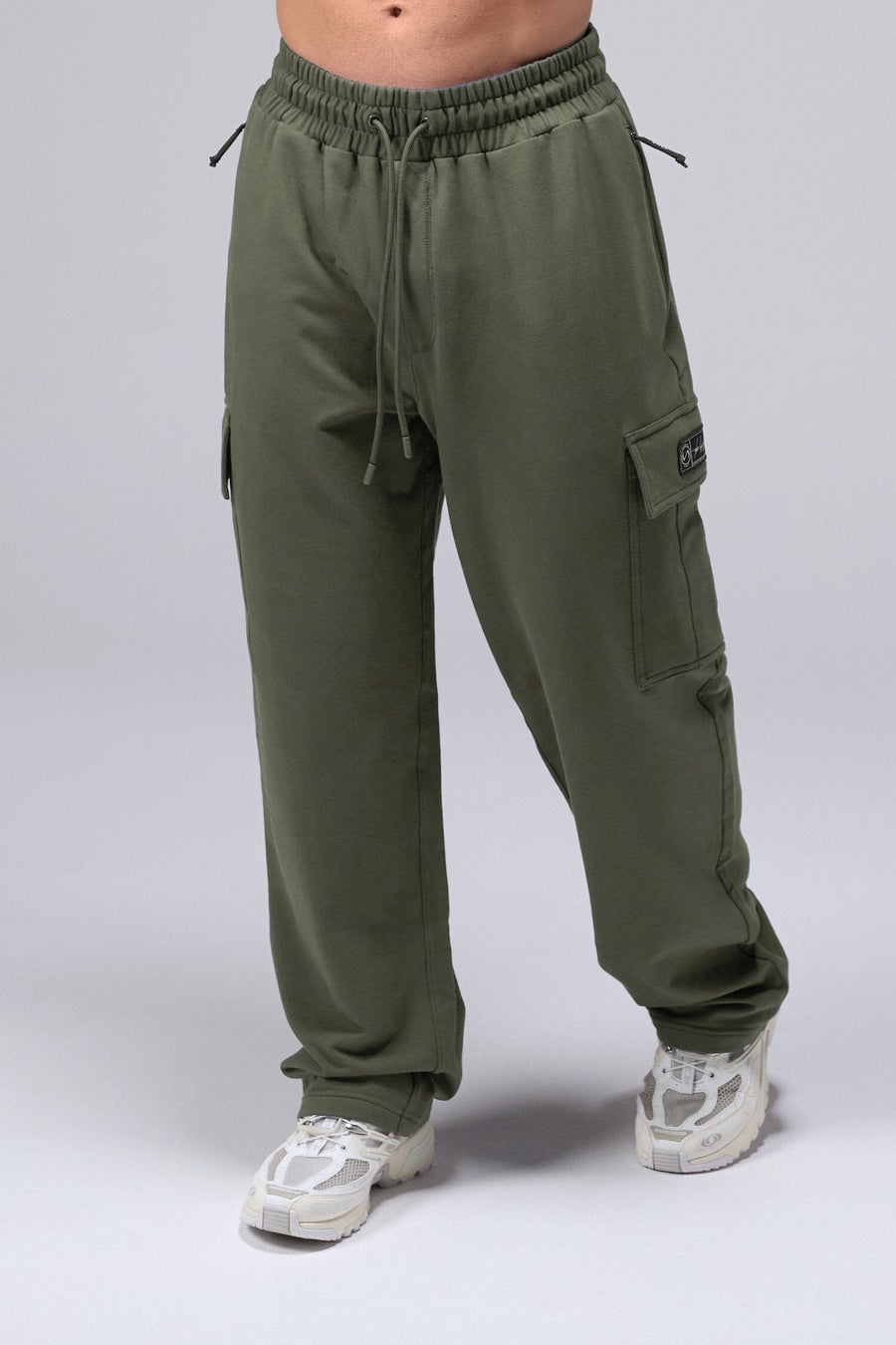 Front View Of Men's GTS Vital Terry Cargo Joggers in Sage