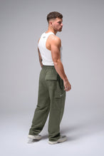 Side View Of Men's GTS Vital Terry Cargo Joggers in Sage