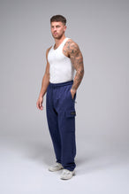 Front View Of Men's GTS Vital Terry Cargo Joggers in Navy Blue