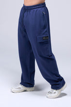 Left Side View Of Men's GTS Vital Terry Cargo Joggers in Navy Blue