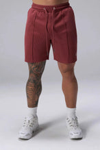 Front View of Red TLF GTS Waffle Tech Shorts, featuring a 7 Inch inseam, an athletic relaxed fit with zipper pockets designed for all day wear