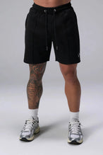 Front View of Black TLF GTS Waffle Tech Shorts, featuring a 7 Inch inseam, an athletic relaxed fit with zipper pockets designed for all day wear