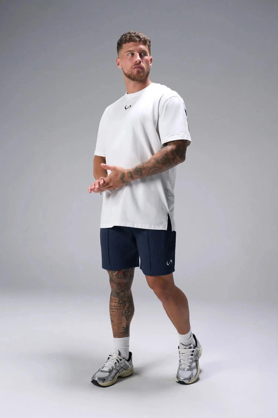 Front View of Blue TLF GTS Waffle Tech Shorts, featuring a 7 Inch inseam, an athletic relaxed fit with zipper pockets designed for all day wear