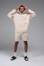 Front View of White TLF GTS Waffle Tech Hoodie, featuring kangaroo pockets, and double panel hoodie designed for all day wear