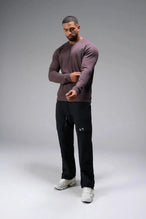 Side View of Purple the TLF Waffle Tech Crew Neck featuring a raglan sleeve in our premium waffle knit fabric