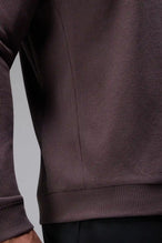 Detail View of Purple the TLF Waffle Tech Crew Neck featuring a raglan sleeve in our premium waffle knit fabric