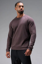 Front View of Purple the TLF Waffle Tech Crew Neck featuring a raglan sleeve in our premium waffle knit fabric