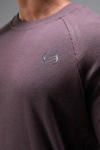 Close Front  View of Purple the TLF Waffle Tech Crew Neck featuring a raglan sleeve in our premium waffle knit fabric