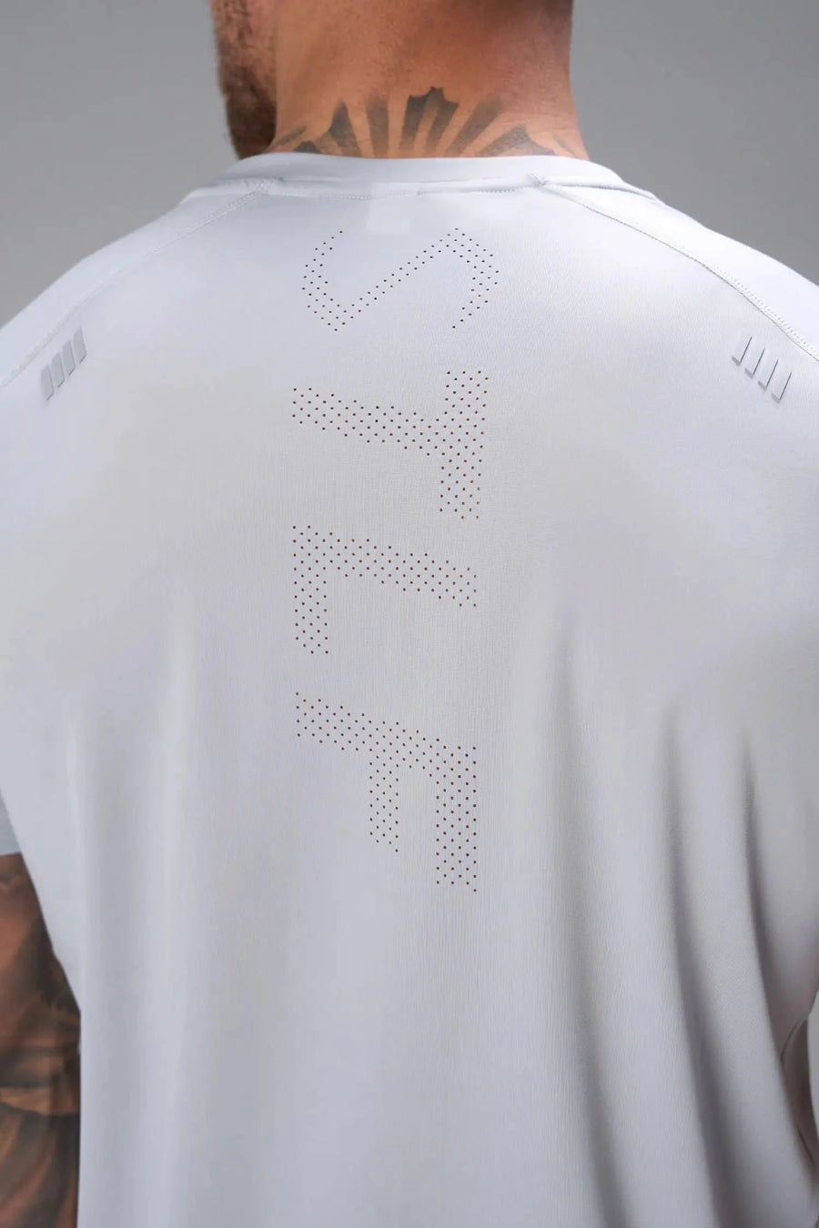Back View of Gray the TLF Infi Cool Lightweight Cooling Shirt engineered with cooling fabric technology, raglan sleeves and laser cut perforations. 