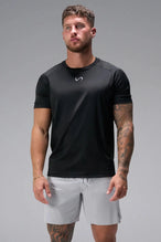 Front View of Black the TLF Infi Cool Lightweight Cooling Shirt engineered with cooling fabric technology, raglan sleeves and laser cut perforations. 