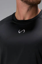 Front View of Black the TLF Infi Cool Lightweight Cooling Shirt engineered with cooling fabric technology, raglan sleeves and laser cut perforations. 
