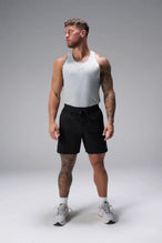 Front View of Gray the TLF Infi Cool workout tank engineered with infi cool DNA cooling fabric technology, laser cut mesh holes and perforations