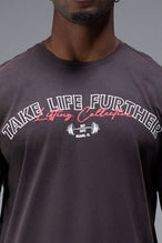 Front View of Black TLF Lifting Dura Cotton Oversized Tee, durable, vintage wash tee for gym or street wear 