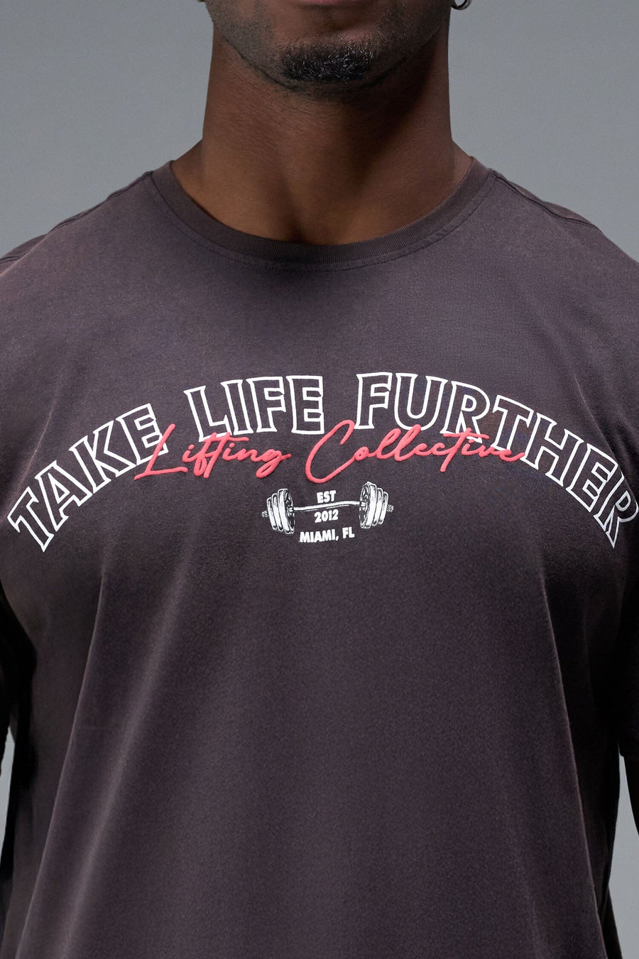 Front View of Black TLF Lifting Dura Cotton Oversized Tee, durable, vintage wash tee for gym or street wear 