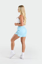 Side View of Light Blue Miami Mecca Mesh 5 Shorts