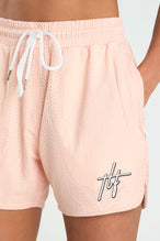 Front View of Faded Salmon Miami Mecca Mesh 5 Shorts