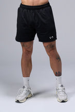 Front View of Black TLF Micro Mesh 6.5 Inch Shorts, featuring zippered pockets, 6.5” inch inseam and adjustable waistband