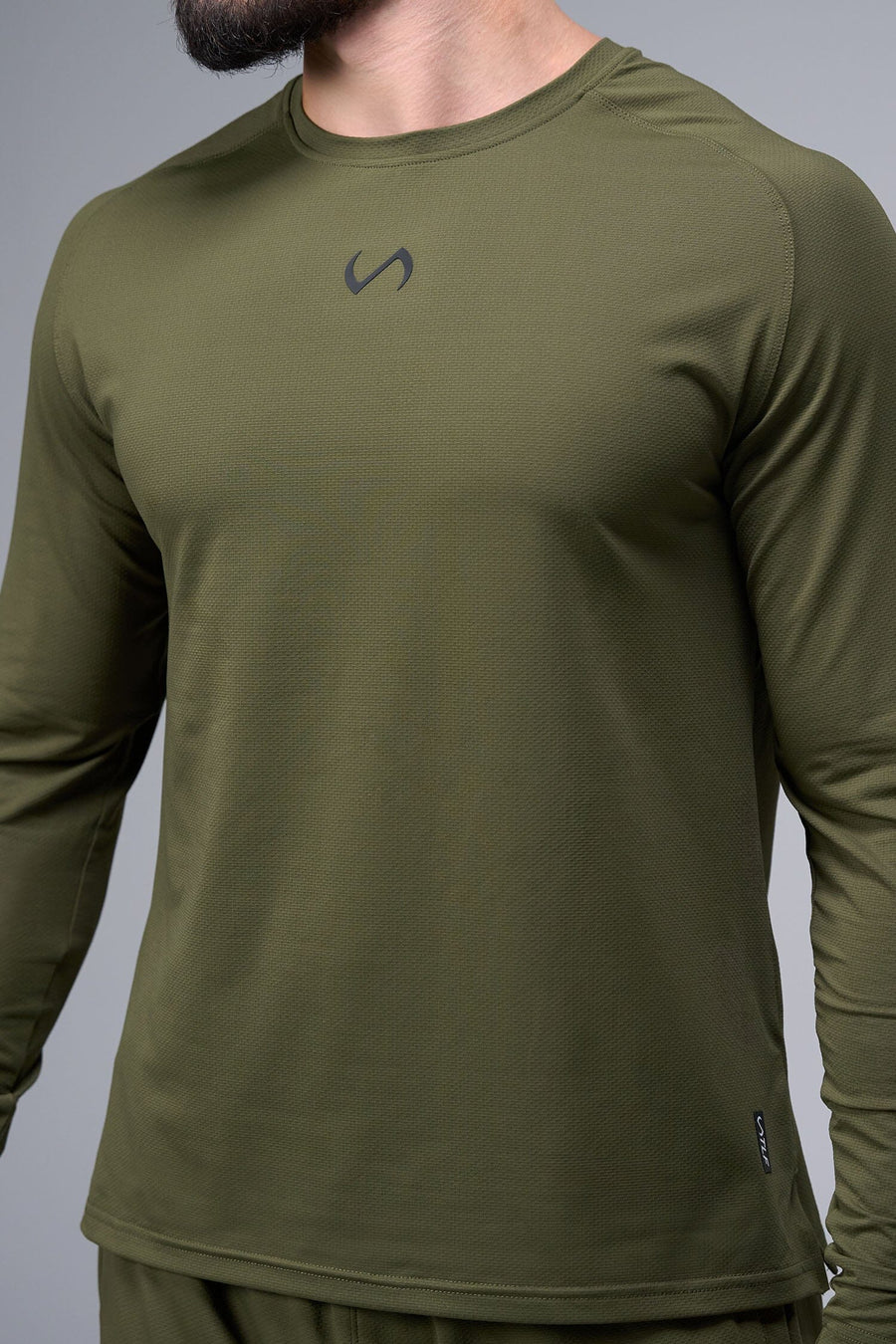 Front View of Marshland TLF Micro Mesh Long Sleeve Shirt, featuring raglan sleeves in Micro Mesh Fabric for breathability and performance