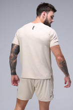 Back View of Oat Milk TLF Micro Mesh Tee, featuring raglan sleeves in performance Micro Mesh Fabric for breathability