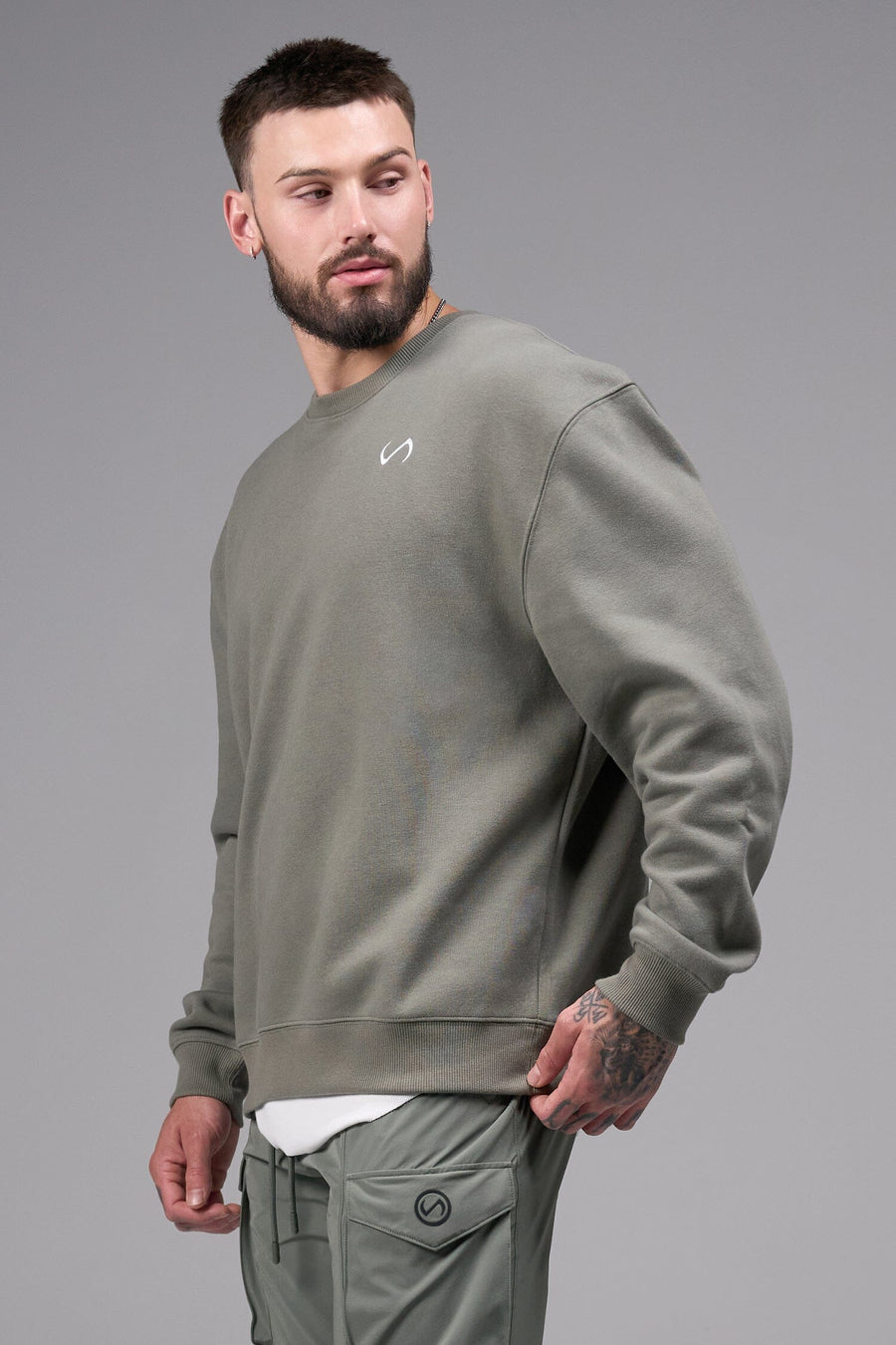 Front View of Sage Pivotal Crewneck Sweatshirt