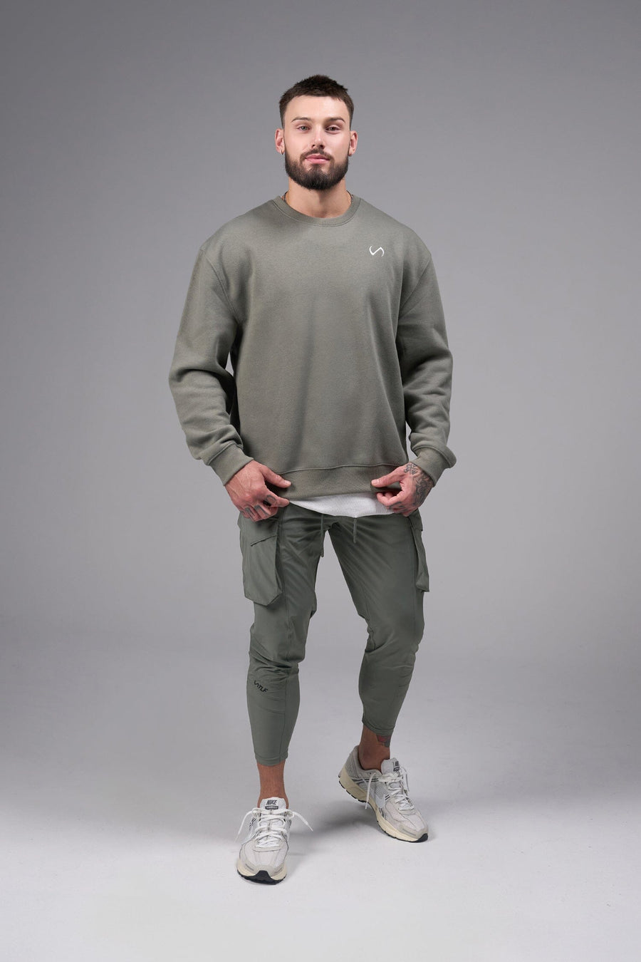 Front View of Sage Pivotal Crewneck Sweatshirt