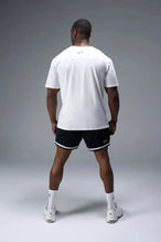 Front View of White TLF Property of Cotton Luxe Oversized Tee featuring a distressed graphic print design across the chest in our oversized t shirt fit