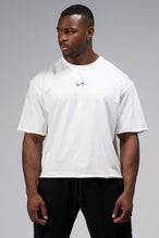 Front View Of Raw Edge Cropped Tee in White