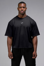 Front View Of Raw Edge Cropped Tee in Black