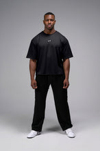 Front View Of Raw Edge Cropped Tee in Black