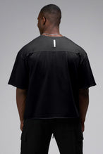 Back View Of Raw Edge Cropped Tee in Black