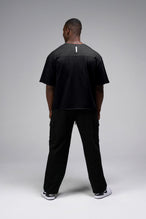 Back View Of Raw Edge Cropped Tee in Black