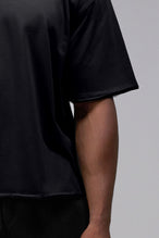 Front View Of Raw Edge Cropped Tee in Black