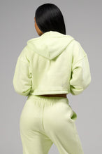 Back View of Pistachio Reset Cropped Zip-Up Hoodie