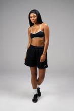 Front View of Black Reset Oversized Shorts