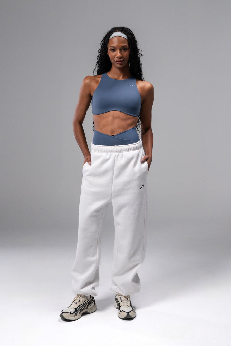 Front View of White Reset Oversized Sweatpants