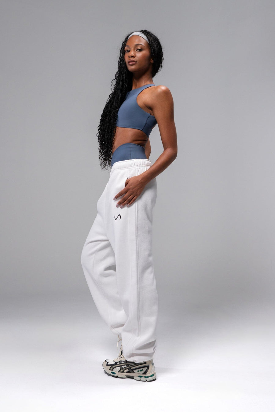 Front View of White Reset Oversized Sweatpants