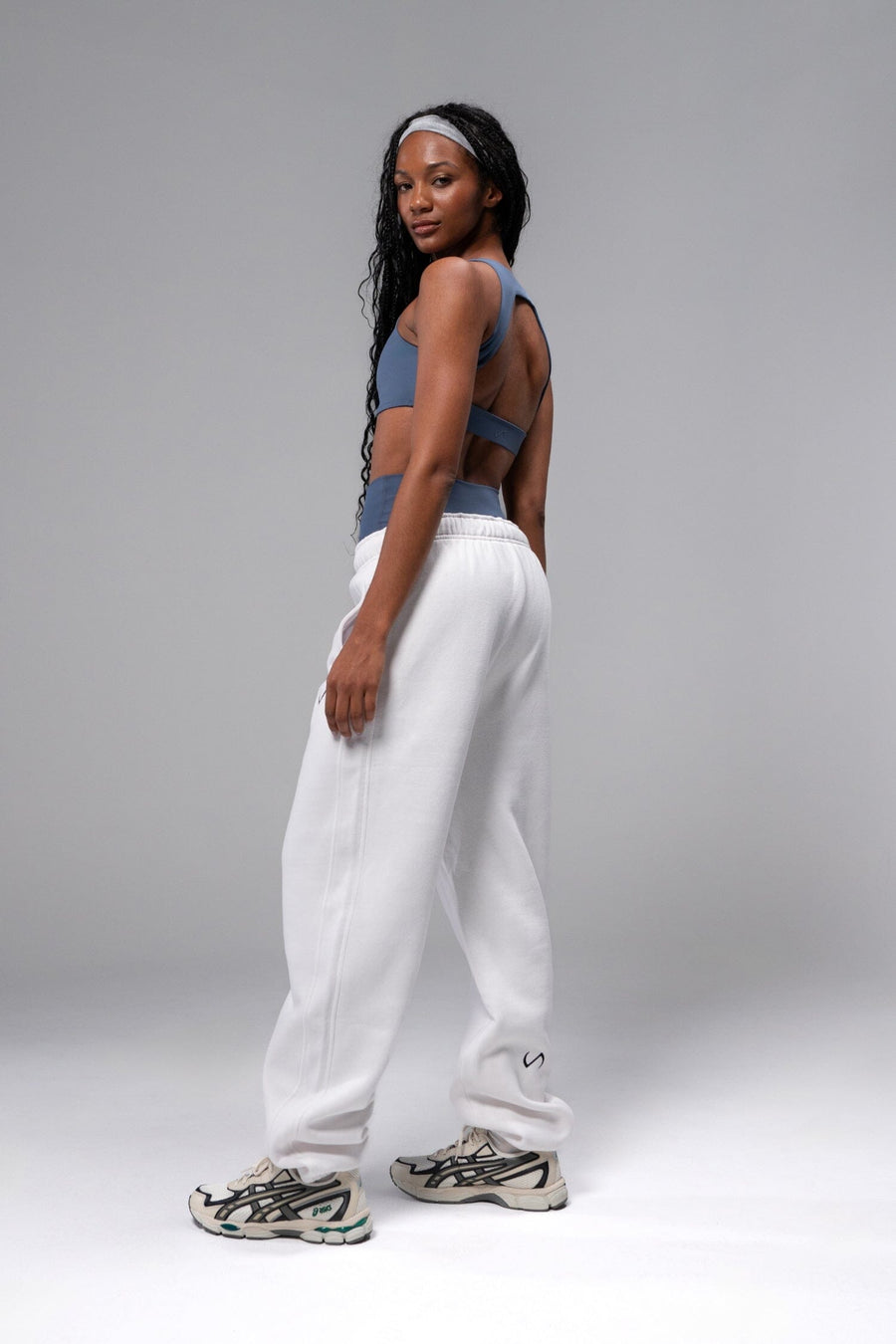 Back View of White Reset Oversized Sweatpants