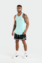 Front View of Seafoam Green Script Ribbed Relaxed Fit Tank