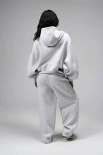 TLF Scuba Tech™ Oversized Cropped Hoodie  – Featuring TLF Model Wearing Women’s Oversized Pullover Gray Hoodie 